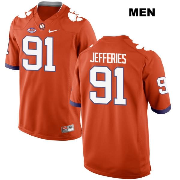 Men's Clemson Tigers #91 Darnell Jefferies Stitched Orange Authentic Style 2 Nike NCAA College Football Jersey GJT0246FV